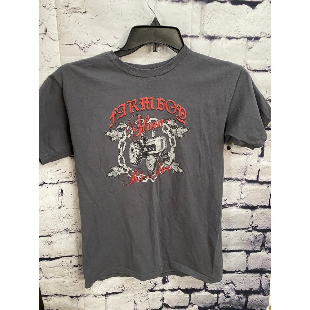 Farm Boy Black Men's Small Graphic‎ T-shirt Farmer Shirt Small